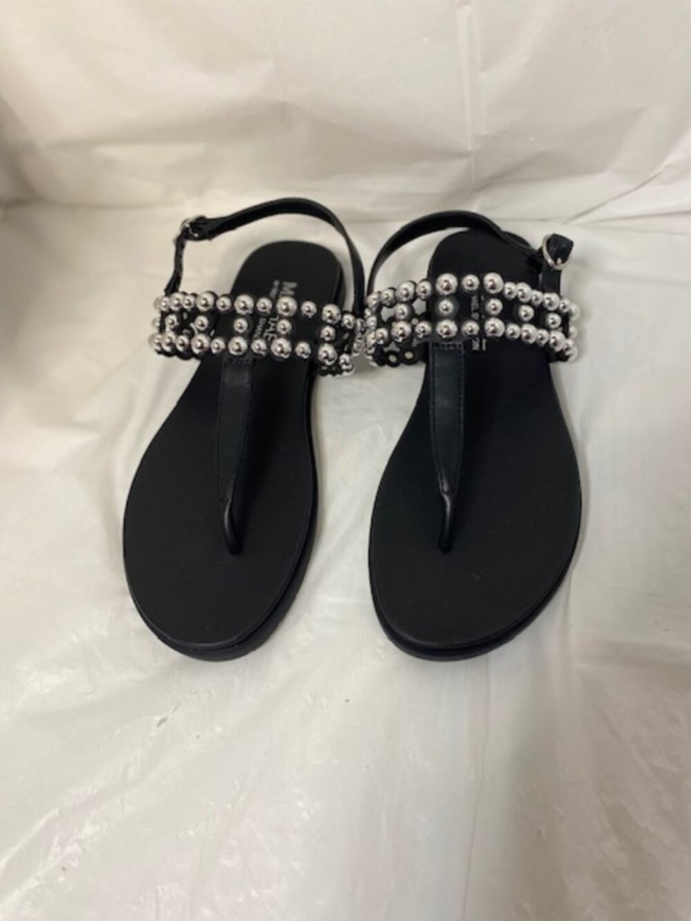 Michael by Michael Shannon Black Studded Thong Sandals, Women's size 6
